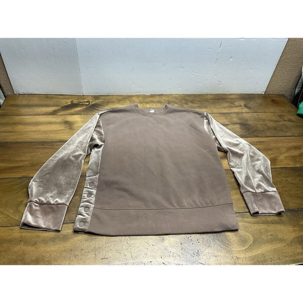 ATHLETA Retroplush Velvet Crewneck Sweatshirt Brown/Beige Women's Size XS